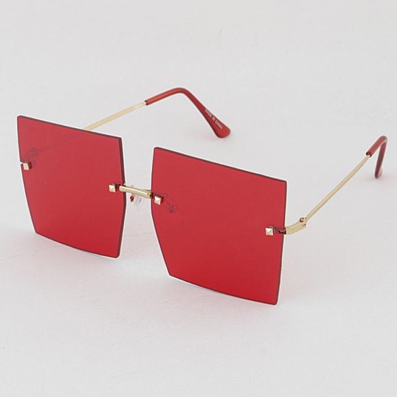 Square Rimless Frameless Large Oversize Sunglasses - Picture 4 of 7